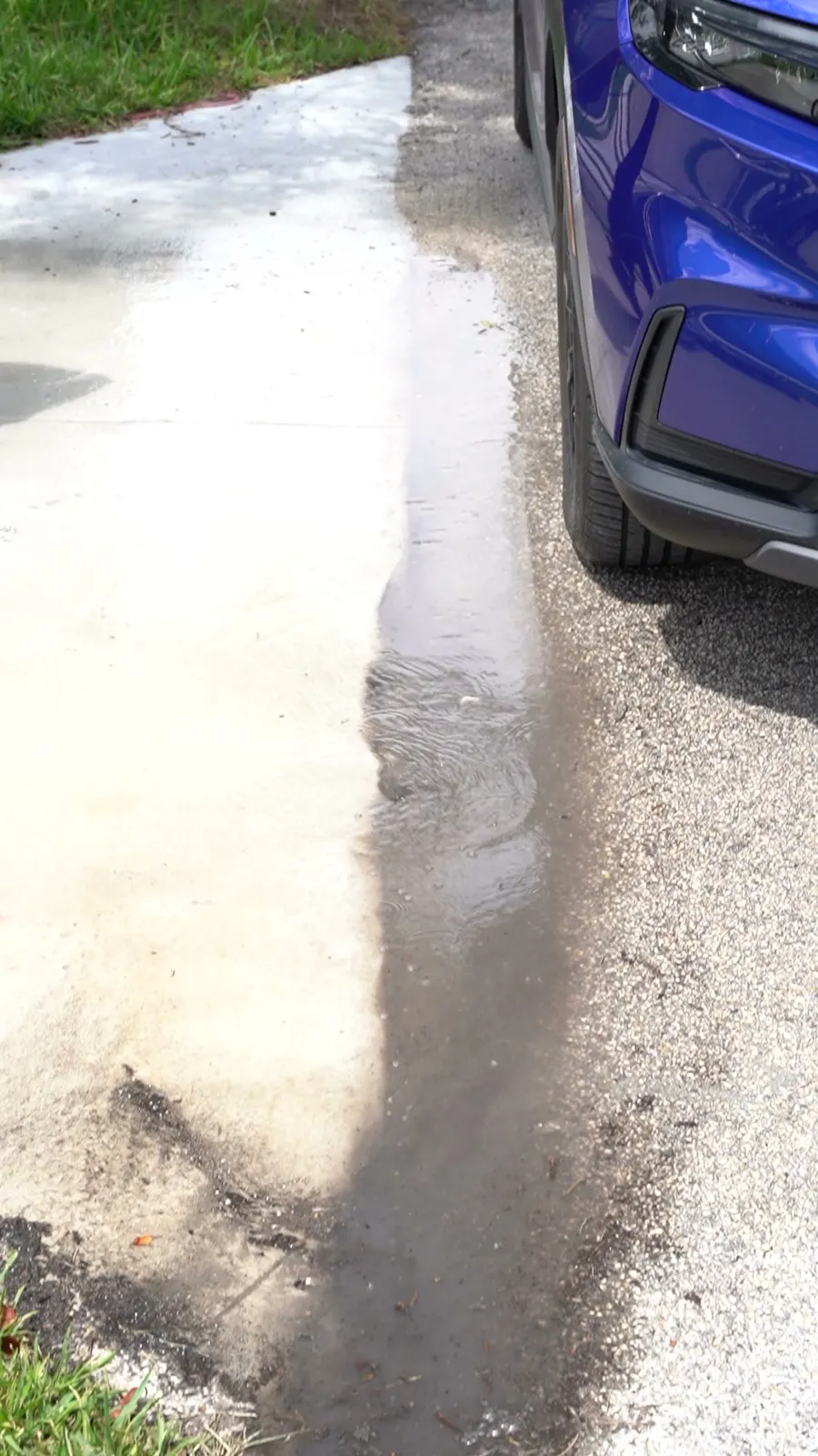 Clean stripe on a dirty driveway