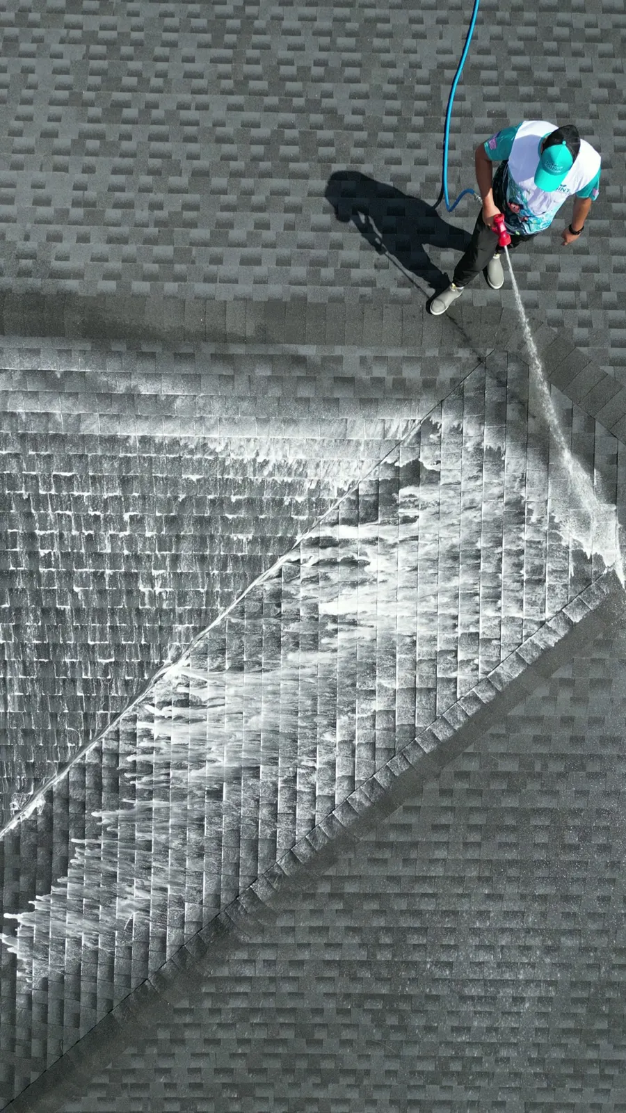 Close-up of roof soft wash